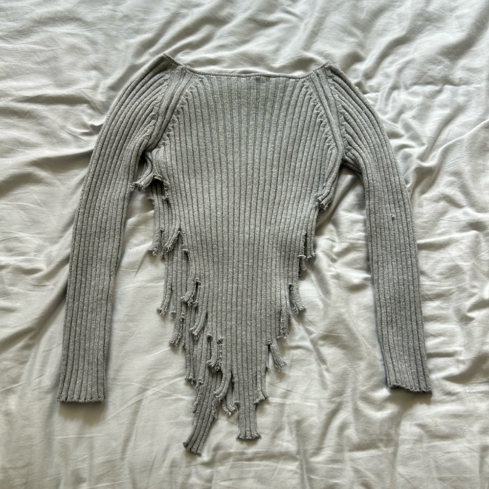 Gray Distressed Sweater